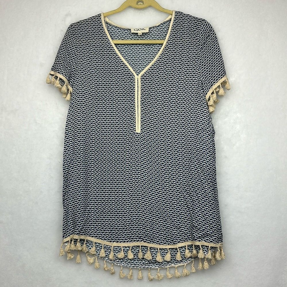 Summer Dress Coverv Up Short Sleeve - Tassel - Short Dress - Loose Fit Sz S